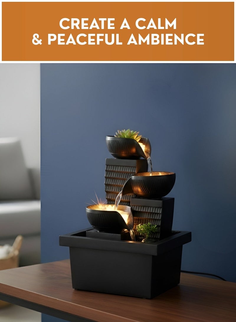 JUNI Indoor Tabletop Water Fountain – Decorative Flowing Water Ornament for Home Décor, Relaxing Table Fountain for Living Room & Office Desk - Image 1